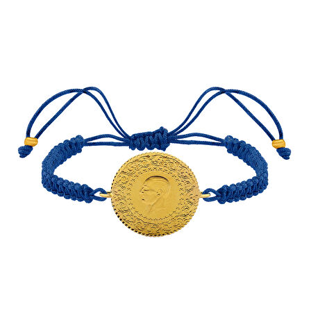 Gekas Kuyumculuk 22 Ayar Yeni Yarım Altın Mavi Renkli İpli Bileklik