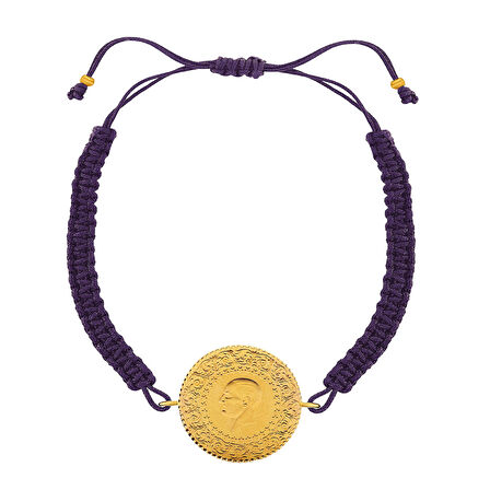 Gekas Kuyumculuk 22 Ayar Yeni Yarım Altın Mor Renkli İpli Bileklik