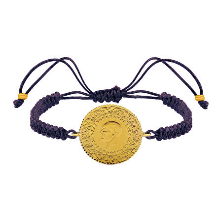 Gekas Kuyumculuk 22 Ayar Yeni Yarım Altın Mor Renkli İpli Bileklik