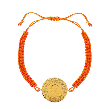 Gekas Kuyumculuk 22 Ayar Yeni Yarım Altın Turuncu Renkli İpli Bileklik