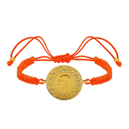 Gekas Kuyumculuk 22 Ayar Yeni Yarım Altın Turuncu Renkli İpli Bileklik