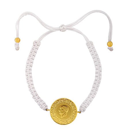 Gekas Kuyumculuk 22 Ayar Yeni Tam Altın Beyaz Renkli İpli Bileklik