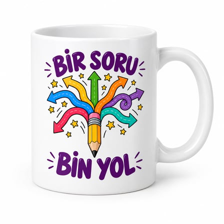 Bir Soru Bin Yol Tasarımlı Porselen Kupa - Model 328