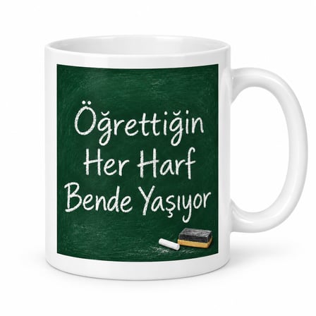 Öğrettiğin Her Harf Bende Yaşıyor Tasarımlı Porselen Kupa - Model 371