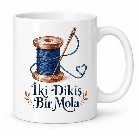 Dikiş Arası Tasarımlı Porselen Kupa - Model 420