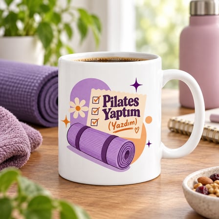 Pilates Molası Tasarımlı Porselen Kupa - Model 353