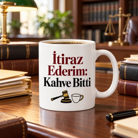 İtiraz Ederim: Kahve Bitti Tasarımlı Porselen Kupa - Model 378