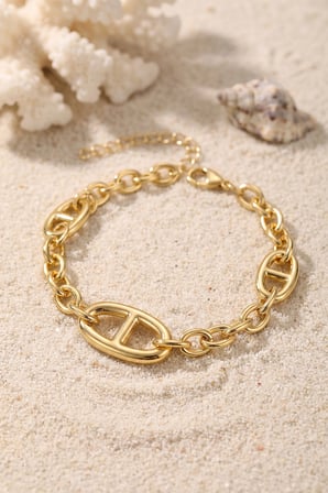 Pirinç Gold Renk Gemici Zincir Model Kadın Bileklik