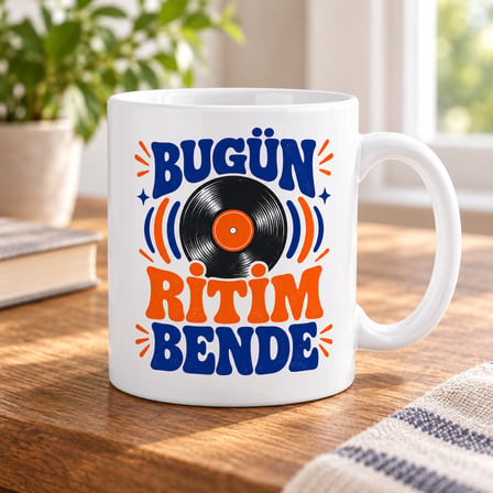 Bugün Ritim Bende Tasarımlı Porselen Kupa - Model 325
