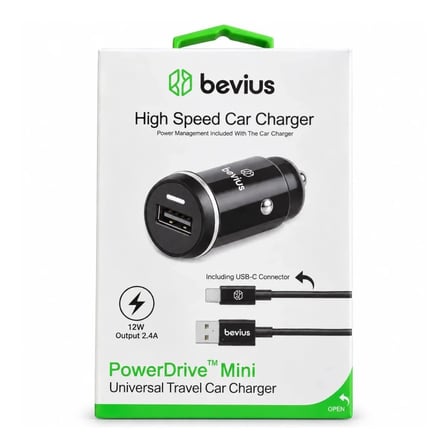 Type-C Siyah 12W Kablolu Araç Şarj Powerdrive Mini Bvs-Au502