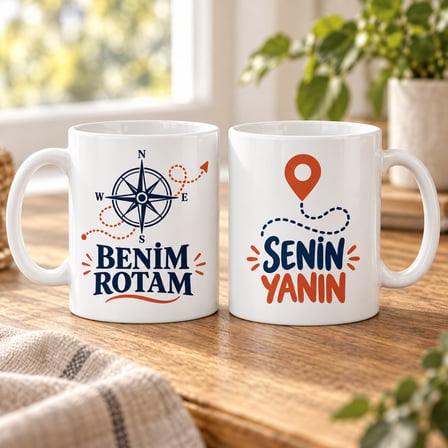 Benim Rotam Senin Yanın 2'Li Porselen Kupa Seti - Model 314
