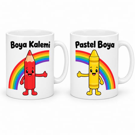 Kalemi Pastel 2'Li Porselen Kupa Seti - Model 381