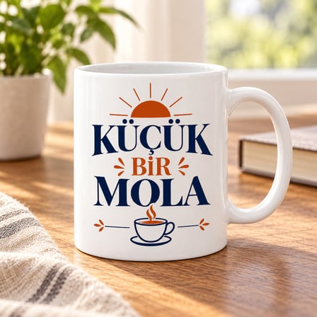 Küçük Bir Mola Tasarımlı Porselen Kupa - Model 320