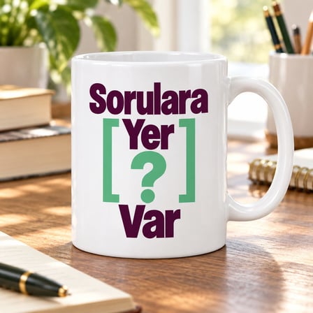 Sorulara Yer Var Tasarımlı Porselen Kupa - Model 474