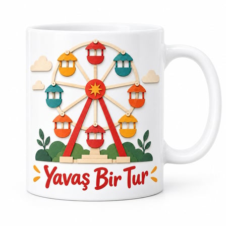 Yavaş Bir Tur Tasarımlı Porselen Kupa - Model 520