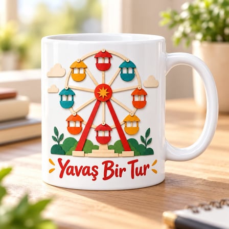 Yavaş Bir Tur Tasarımlı Porselen Kupa - Model 520