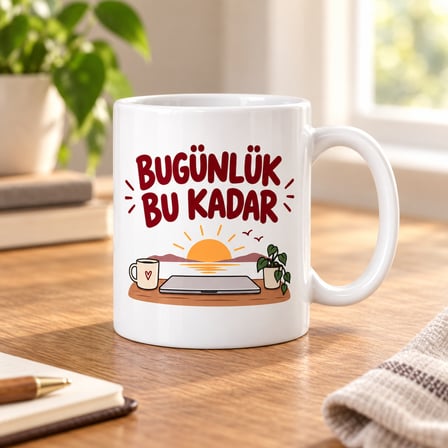 Bugünlük Bu Kadar Tasarımlı Porselen Kupa - Model 298