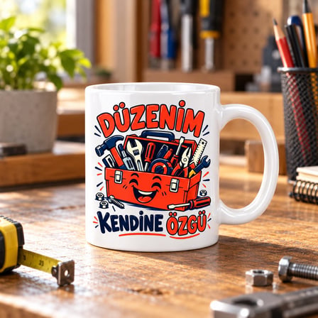 Küçük Kaos Tasarımlı Porselen Kupa - Model 867