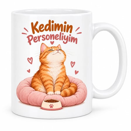 Kedimin Personeliyim Tasarımlı Porselen Kupa - Model 418