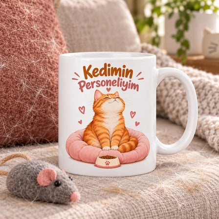 Kedimin Personeliyim Tasarımlı Porselen Kupa - Model 418