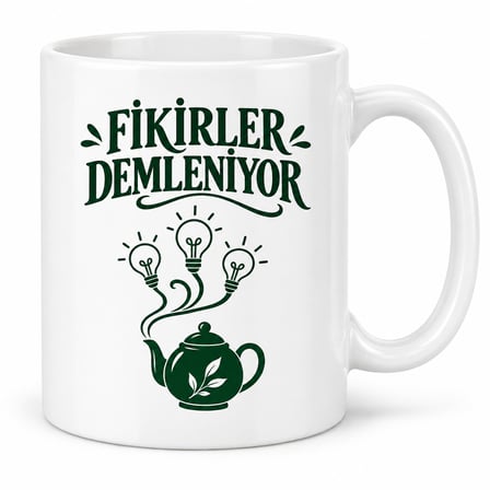 Fikirler Demleniyor Tasarımlı Porselen Kupa - Model 294