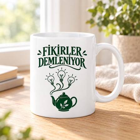 Fikirler Demleniyor Tasarımlı Porselen Kupa - Model 294