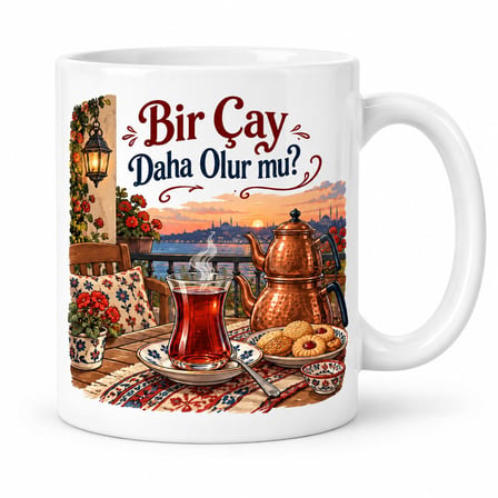 Bir Çay Daha Olur Mu? Tasarımlı Porselen Kupa - Model 419