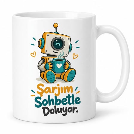 Dalgın Robot Tasarımlı Porselen Kupa - Model 439