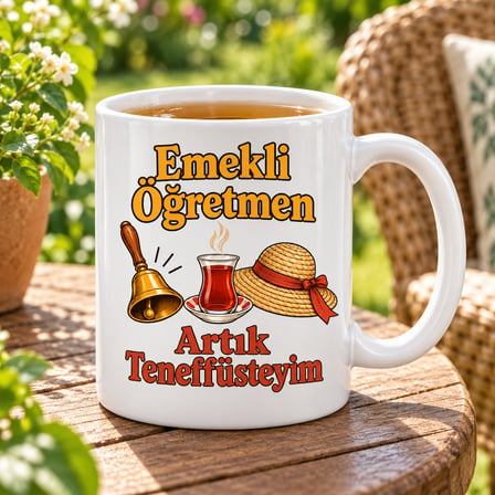 Emekli Öğretmen Artık Teneffüsteyim Tasarımlı Porselen Kupa - Model 393