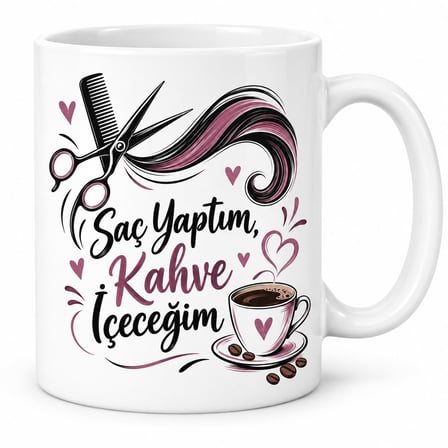 Kuaförün Molası Tasarımlı Porselen Kupa - Model 470