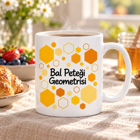 Bal Peteği Geometrisi Tasarımlı Porselen Kupa - Model 528