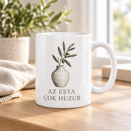 Az Eşya Çok Huzur Tasarımlı Porselen Kupa - Model 297