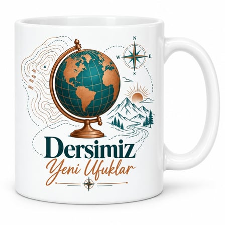 Haritalar Tasarımlı Porselen Kupa - Model 475