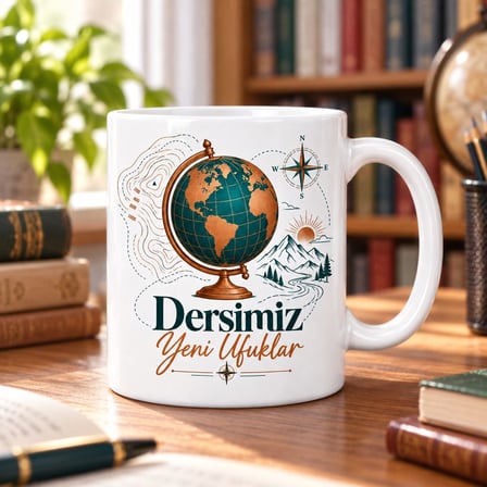 Haritalar Tasarımlı Porselen Kupa - Model 475