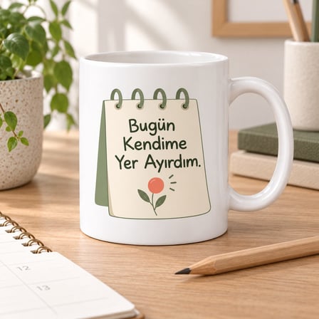 Sessiz Takvim Tasarımlı Porselen Kupa - Model 438