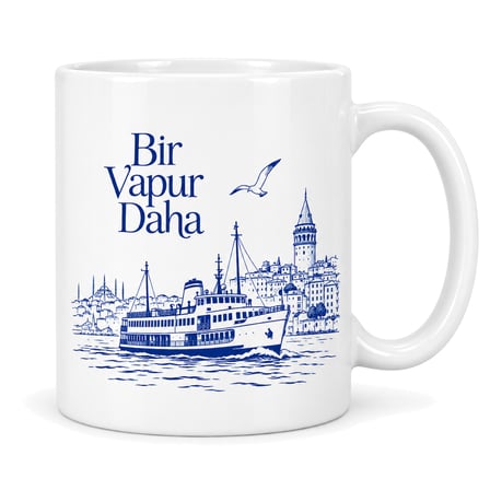 Bir Vapur Daha Tasarımlı Porselen Kupa - Model 356