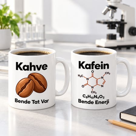 Kahve Kafein 2'Li Porselen Kupa Seti - Model 385