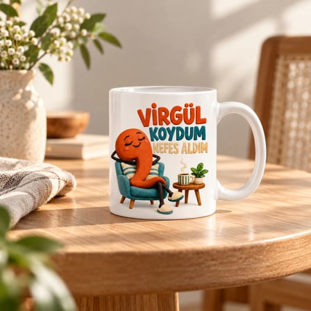 Türkçe Duruşu Tasarımlı Porselen Kupa - Model 828
