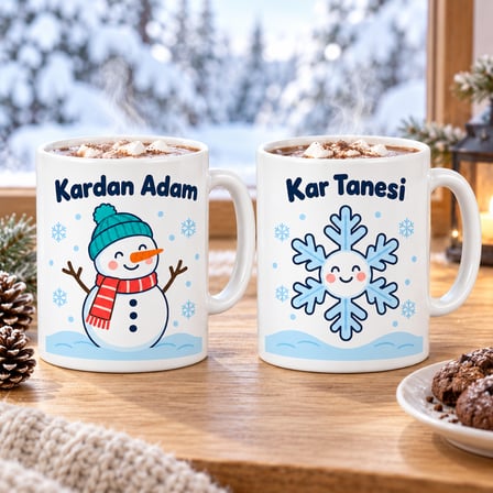 Kardan Adam Kar Tanesi 2'Li Porselen Kupa Seti - Model 401