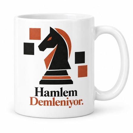 Satranç Sabrı Tasarımlı Porselen Kupa - Model 421