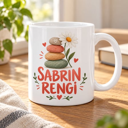 Sabrın Rengi Tasarımlı Porselen Kupa - Model 330