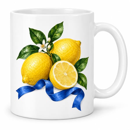 Limon Dalları Kurdele Tasarımlı Porselen Kupa - Model 280