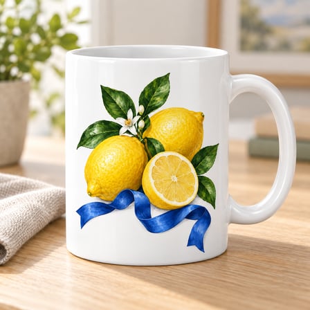 Limon Dalları Kurdele Tasarımlı Porselen Kupa - Model 280