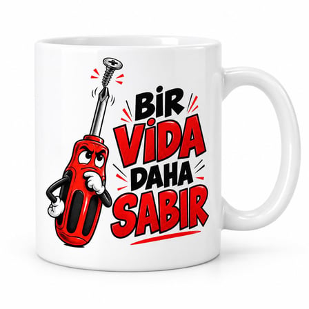 Evde Tamir Tasarımlı Porselen Kupa - Model 877