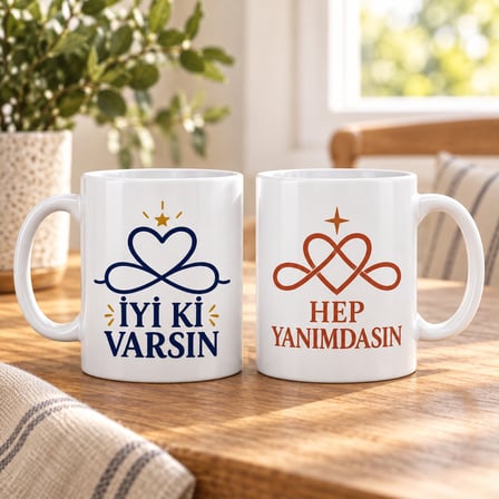Dostluk Düğümleri 2'Li Porselen Kupa Seti - Model 319