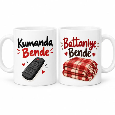 Kumanda Bende / Battaniye Bende 2'Li Porselen Kupa Seti - Model 444