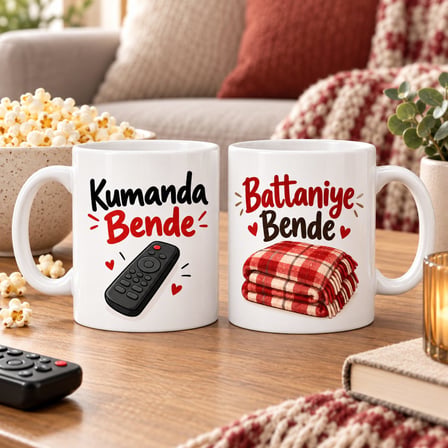 Kumanda Bende / Battaniye Bende 2'Li Porselen Kupa Seti - Model 444