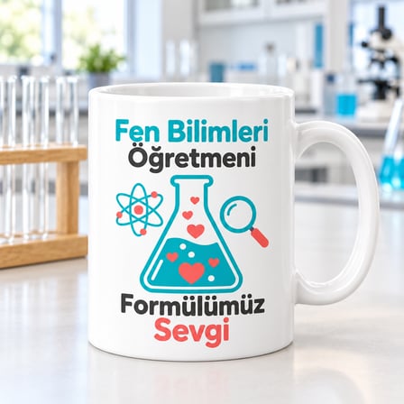 Fen Bilimleri Öğretmeni Formülümüz Sevgi Tasarımlı Porselen Kupa - Model 391