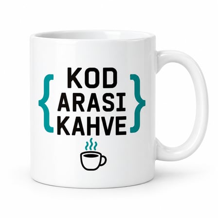 Kod Arası Kahve Tasarımlı Porselen Kupa - Model 323