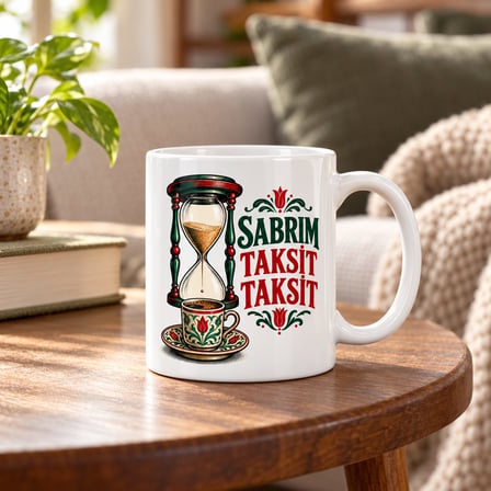 Sabır Taksiti Tasarımlı Porselen Kupa - Model 812